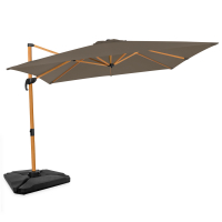 Cantilever parasol Pisogne 300x300cm – Premium parasol – wood look - Taupe | Incl. fillable parasol tiles