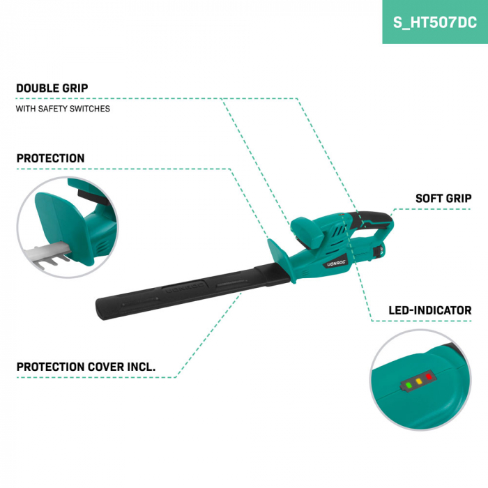 Cordless Hedge Trimmer 12V – 350mm | Incl. Battery and USB-C Cable