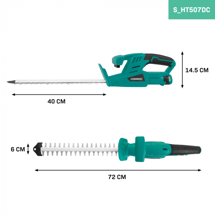Cordless Hedge Trimmer 12V – 350mm | Incl. Battery and USB-C Cable