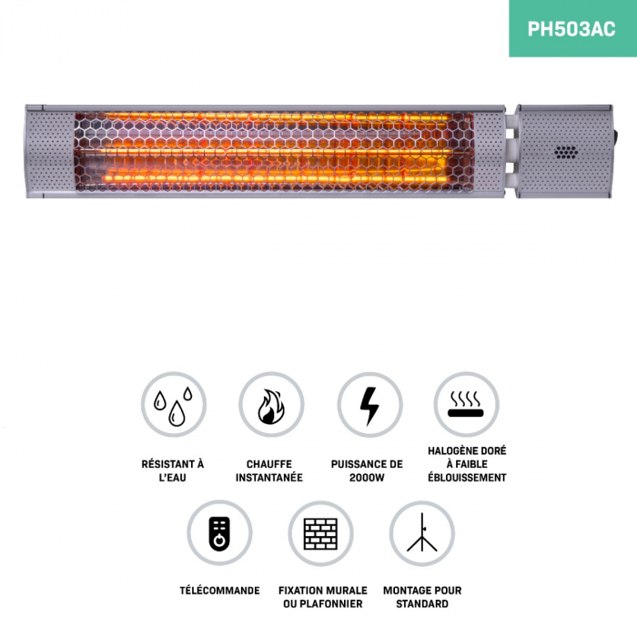 Heater Marsili 2000W - with remote control | Silver