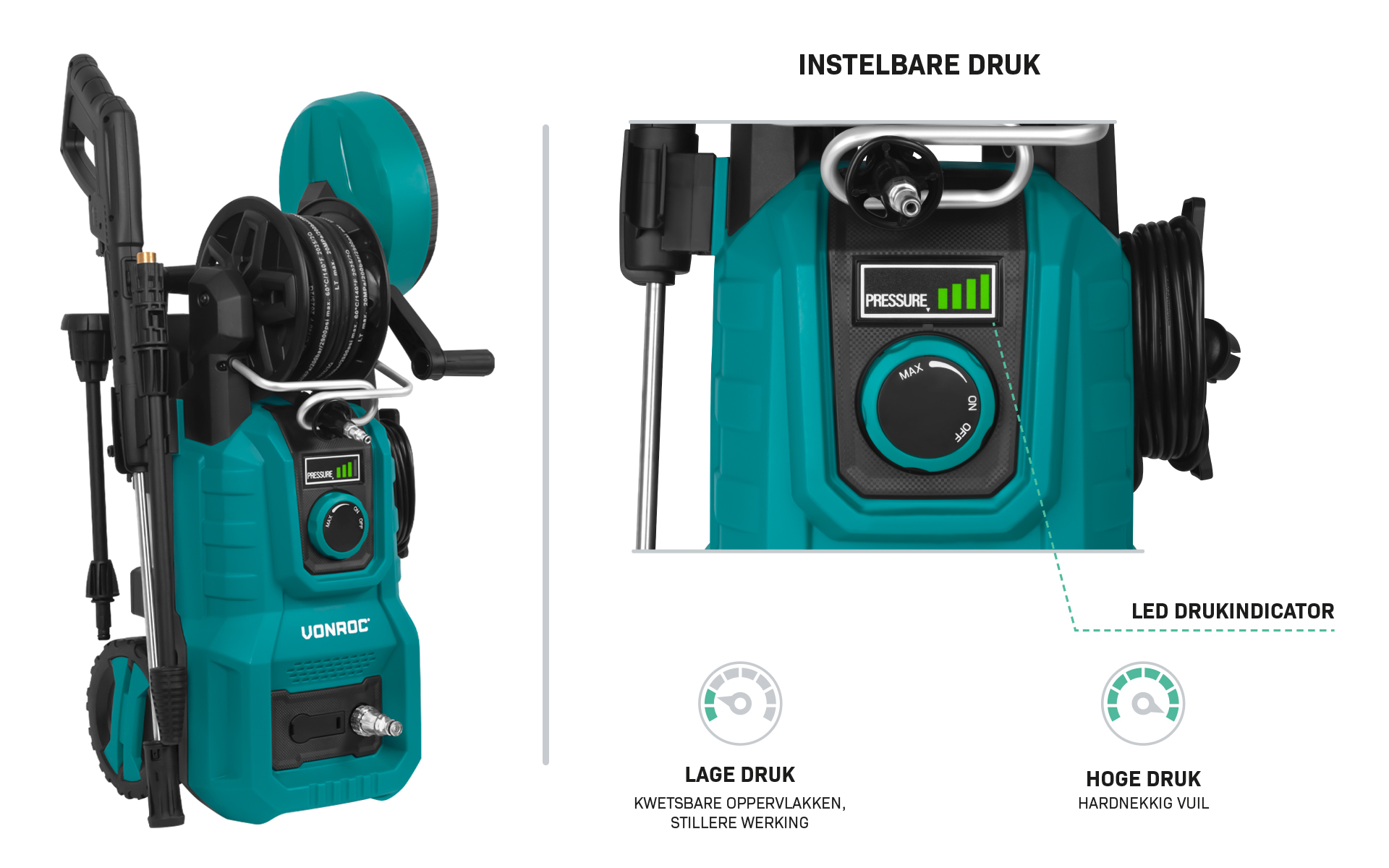 réglage de pression sur un nettoyeur haute pression VONROC